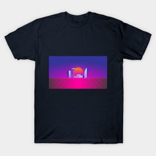 Synthwave 80's neon city T-Shirt